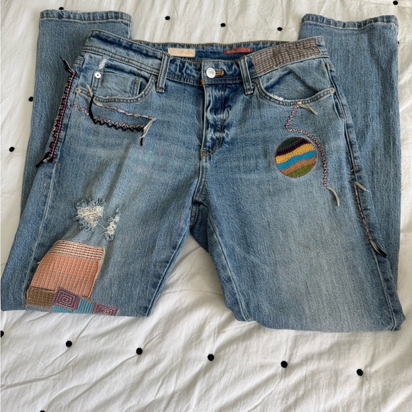 Pilcro Denim Slim Patchwork Boyfriend Jeans - Picture 3 of 6